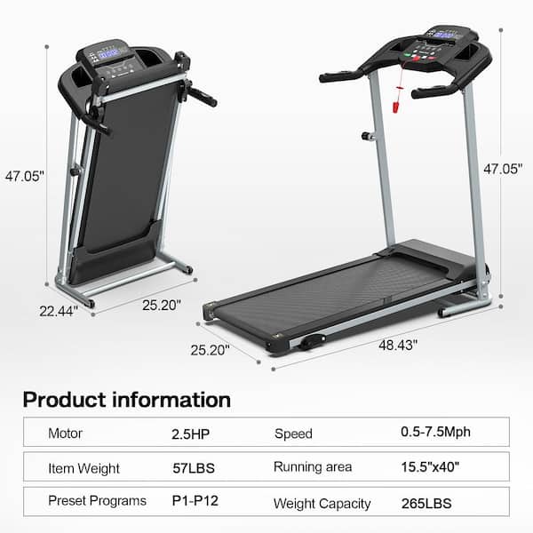 家具 running machine Amucolo 2.5 HP Steel Folding Electric Treadmill Running Machine