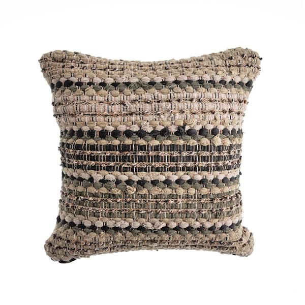 Unbranded Loop Beige and Brown Stripes Hypoallergenic Polyester 18 in. x 18 in. Indoor Throw Pillow