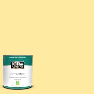 Behr Premium Plus 1 Qt 380b 4 Daffodil Yellow Semi Gloss Enamel Low Odor Interior Paint Primer The Home Depot