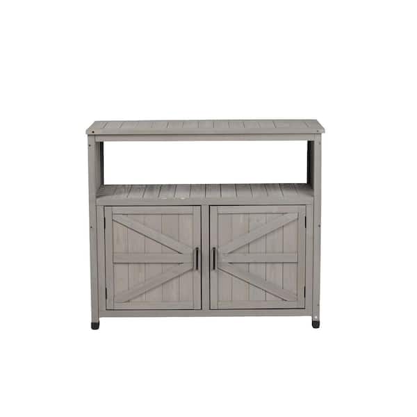 HumblePleb Wooden Patio Bar Table Set with Storage