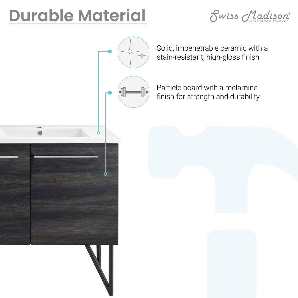 Annecy 60" Black Walnut Double Sink Freestanding Bathroom Vanity