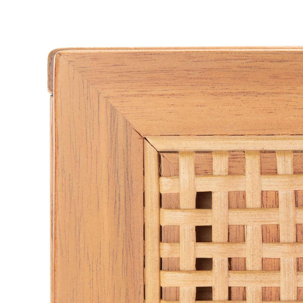 Natural Wood and Rattan 47" Console Table with Storage