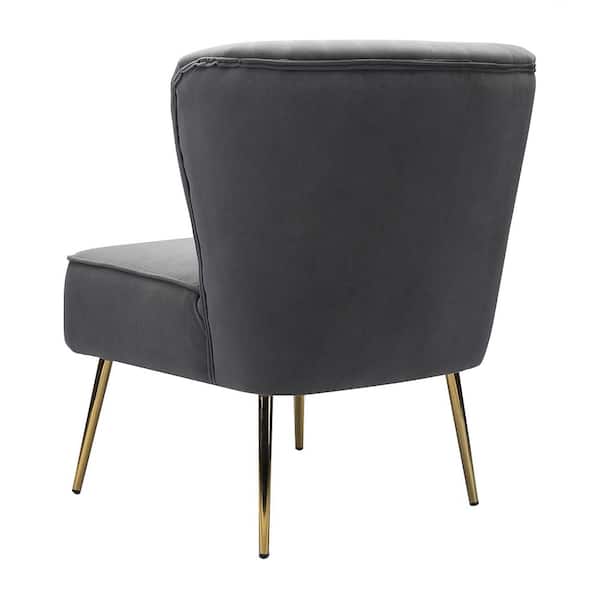 JAYDEN CREATION Monica Grey Gold Legs Side Chair Set of 2-CHMJM002 