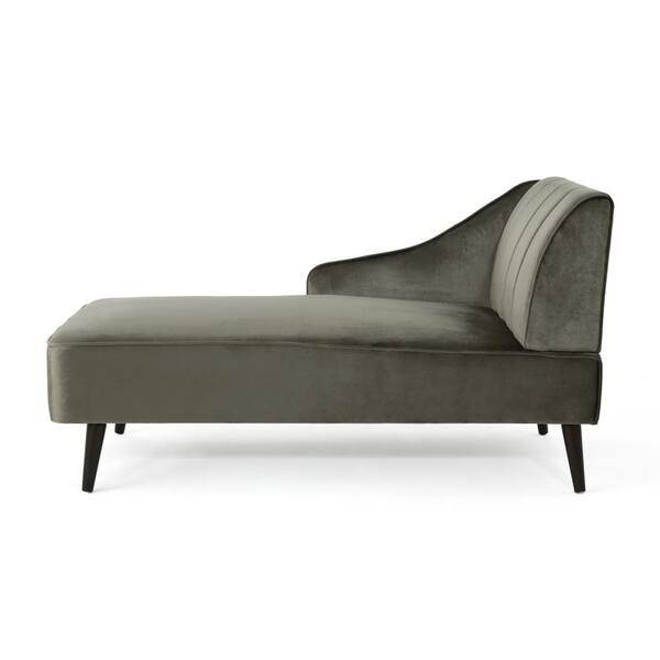 Noble House Auley Glam Gray Velvet Chaise Lounge