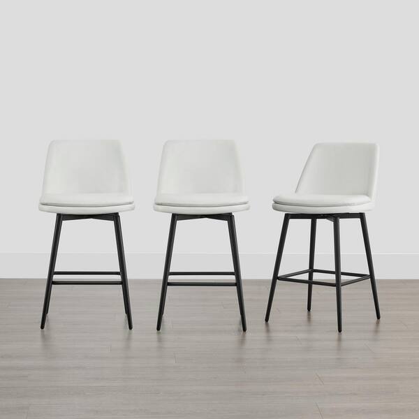 Reviews for Spruce & Spring 27 in. Cecily White High Back Metal Swivel Counter Stool with Faux