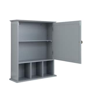 Mirrored Medicine Cabinet Bathroom Wall Mounted Storage W/Adjustable Shelf Grey