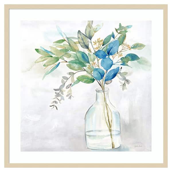 Amanti Art Eucalyptus Vase Navy I by Cynthia Coulter 33 in. W x 33 in. H. Wood Framed Wall Art Print Framed in Brown