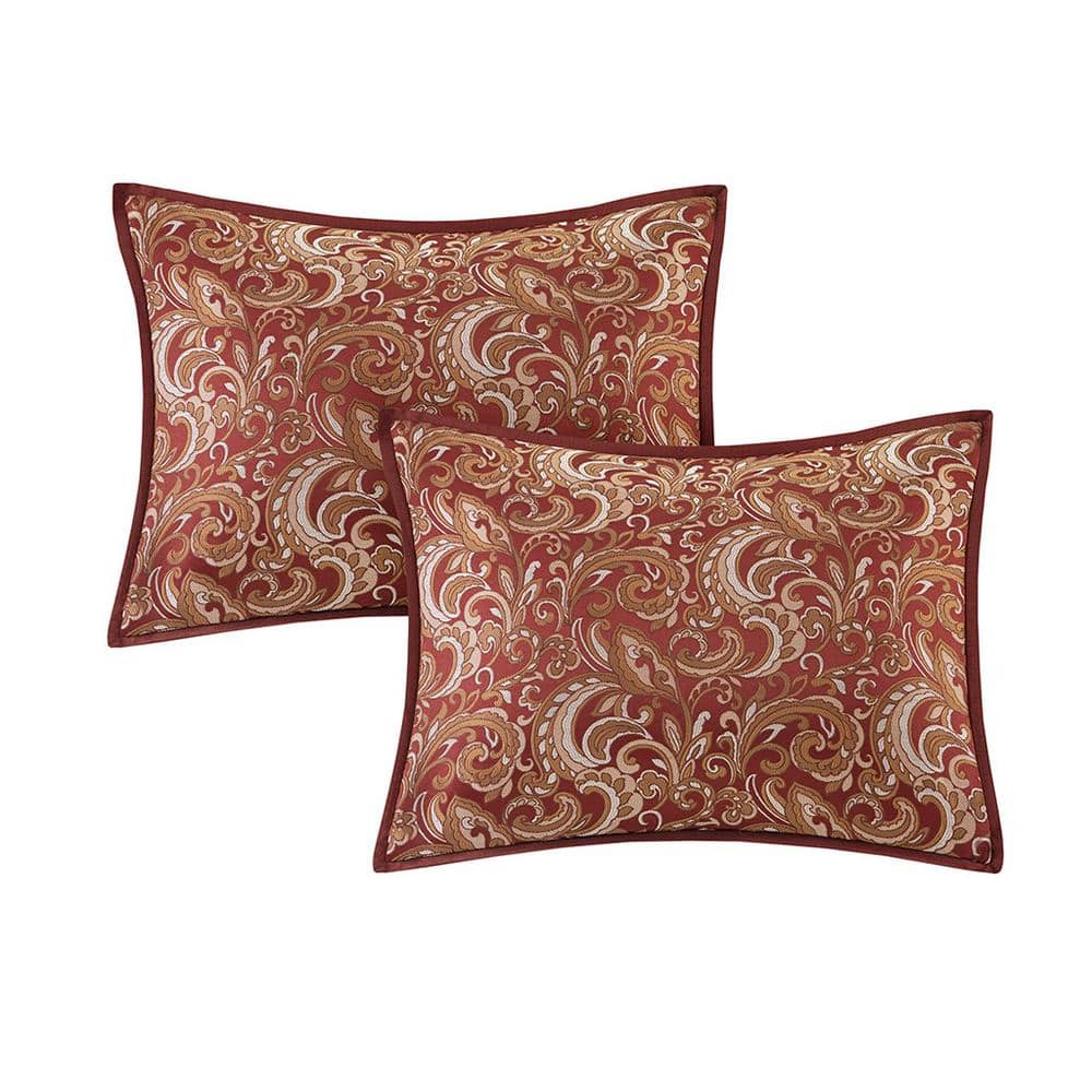 King Red Microfiber Floral Motif 24-Piece Bedding Set