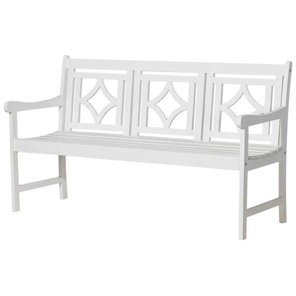 Afoxsos 5 ft. White Teak Outdoor Patio Diamond Bench Witheoyt Ottoman HDMX1167 The Home Depot