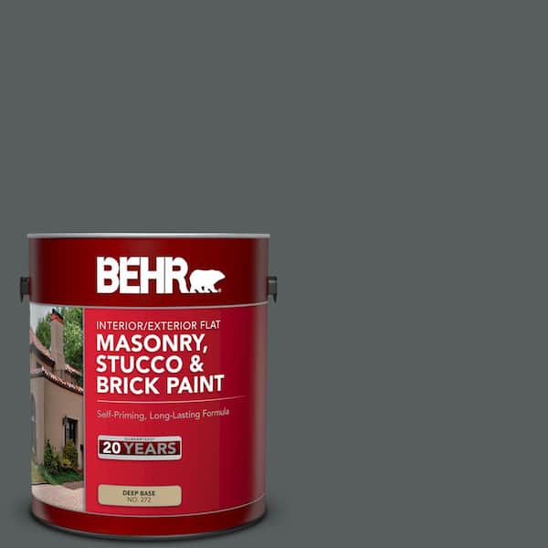 BEHR 1 gal. #N500-6 Graphic Charcoal Flat Interior/Exterior Masonry, Stucco and Brick Paint