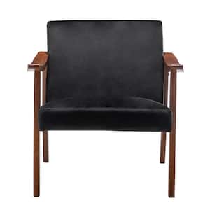 Gopal 27.2 in. Wide Black Velvet Accent Chair (Set of 1)