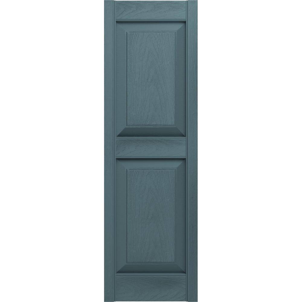 Wedgewood Blue 43" Raised Panel Vinyl Shutters with Installation Kit