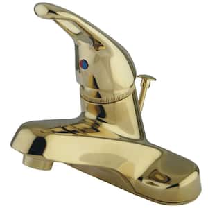 Wyndham 4 in. Centerset Single-Handle Bathroom Faucet with Brass Pop-Up in Polished Brass