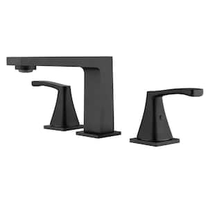 8 in. Widespread Double-Handle Bathroom Faucet 3-Holes 304 Stainless Steel Sink Basin Taps in Matte Black