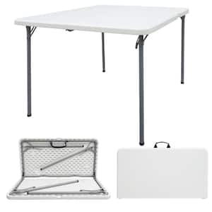 36 in. Portable Folding Outdoor Gray Square Steel Picnic Table, Waterproof and Rust-proof HDPE Banquet Table
