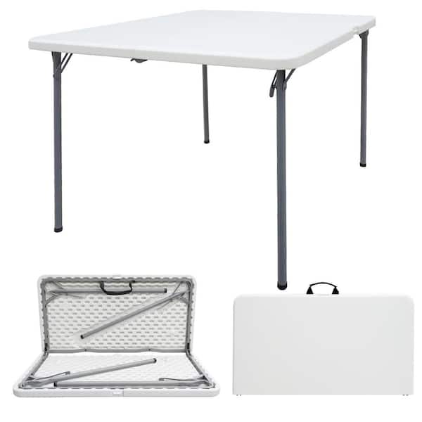 Kahomvis 36 in. Portable Folding Outdoor Gray Square Steel Picnic Table, Waterproof and Rust-proof HDPE Banquet Table