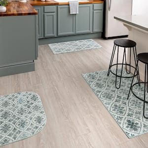 Diamond Ornament Grey 2 ft. 6 in. x 4 ft. 2 in. Kitchen Mat 3-Piece Rug Set