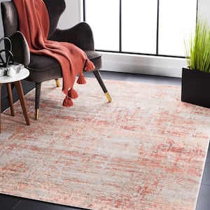 Madison Rust/Grey 7 ft. x 7 ft. Abstract Striped Square Area Rug