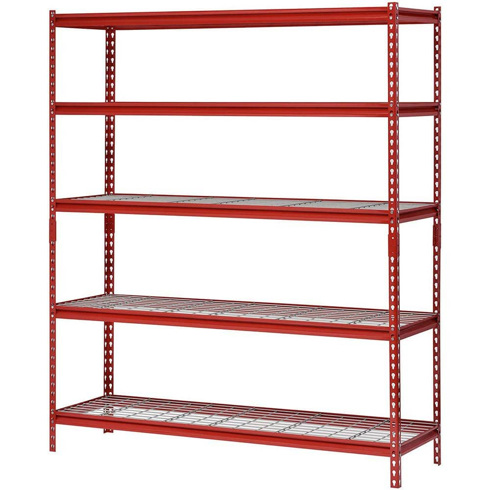 Goplus 5-Tier Metal Storage Shelves 60 inch Garage Rack W/Adjustable Shelves  Blue in the Column Shelves department at