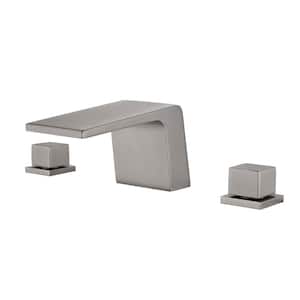 8 in. Widespread 2-Handle Bathroom Faucet with Waterfall in Gun Gray