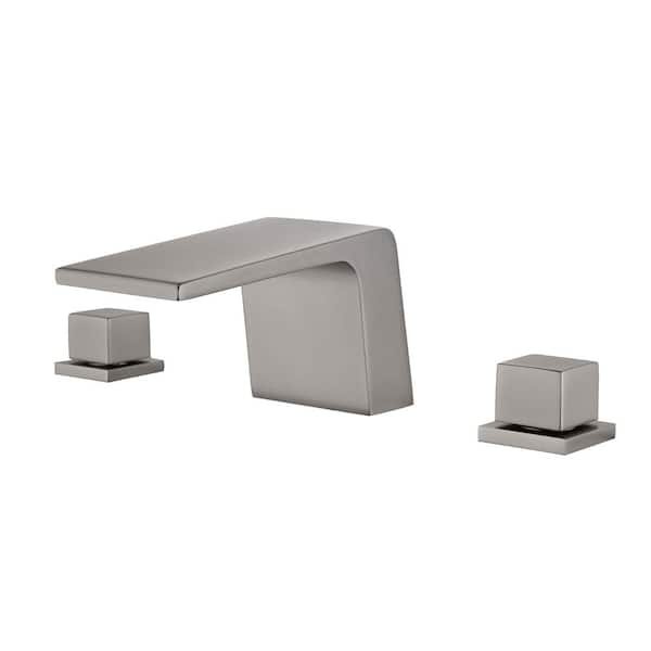 Unbranded 8 in. Widespread 2-Handle Bathroom Faucet with Waterfall in Gun Gray
