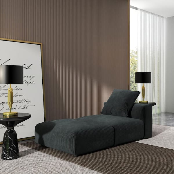 Unbranded 102.36 in. Square Arm Corduroy 2-Piece Modular Living Room Sectional Sofa with Deep Seat in Black