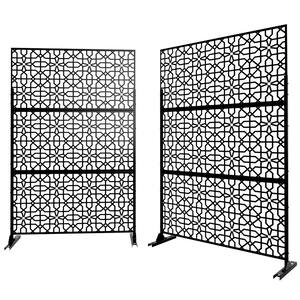 Black Outdoor Laser Cut Metal Privacy Screen with (3-Panels) CX517OS-PS ...