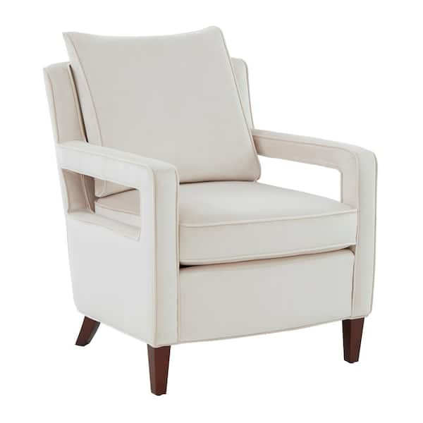 Questa Sea Oat Velvet Hollow Arm Accent Chair