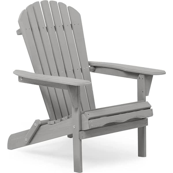maocao hoom Classic Gray Folding Wood Adirondack Chair (Set of 2)