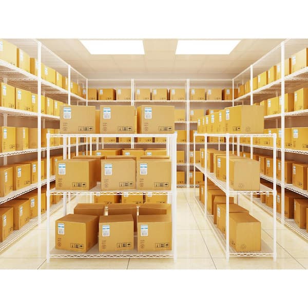 Tileon 2-Pack 3-Tier Shelf Wire Shelving Unit, Height Adjustable Garage Storage Shelves in White