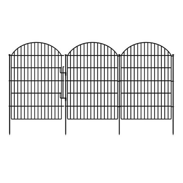 FAWEY TRED INC 10 Panels Decorative Metal Garden Fence with Lock, 40in (H) x 22. 31ft (L) No Dig Animal Barrier