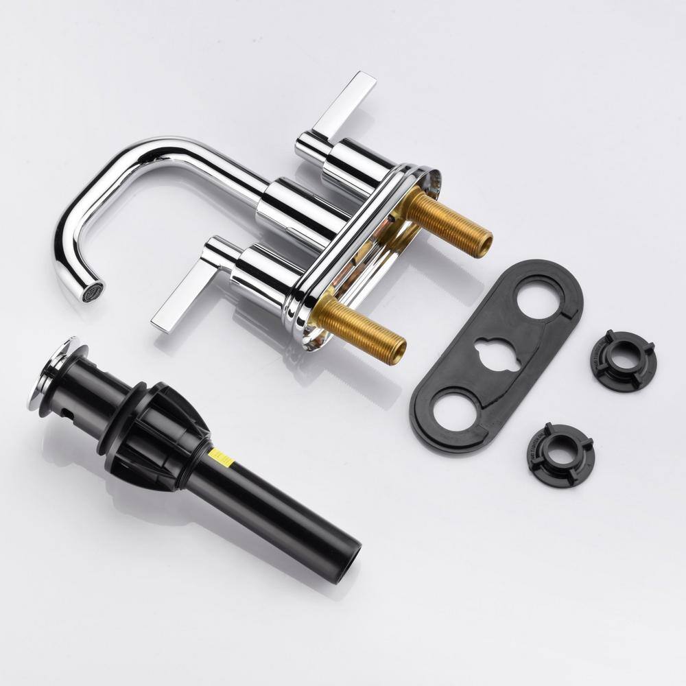 Polished Chrome 2-Handle Centerset Bathroom Faucet with Drain Assembly