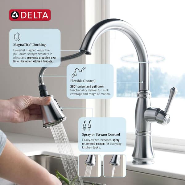 Delta Cassidy Single-Handle Pull-Down Sprayer Kitchen Faucet in