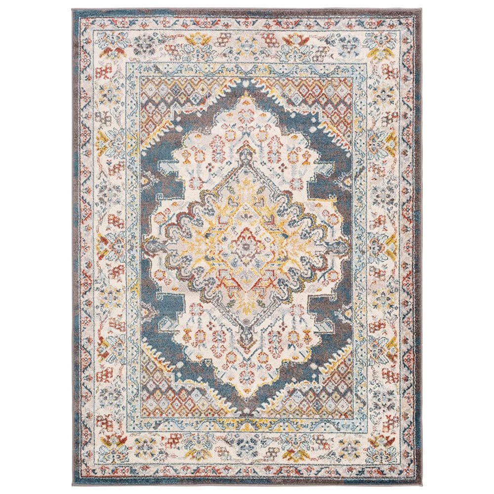 Teal Polypropylene 5 ft. x 7 ft. Abstract Indoor Area Rug