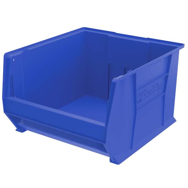 Akro-Mils Super-Size AkroBin 18.3 in. 300 lbs. Storage Tote Bin in Blue with 14 Gal. Storage Capacity (1-Pack)