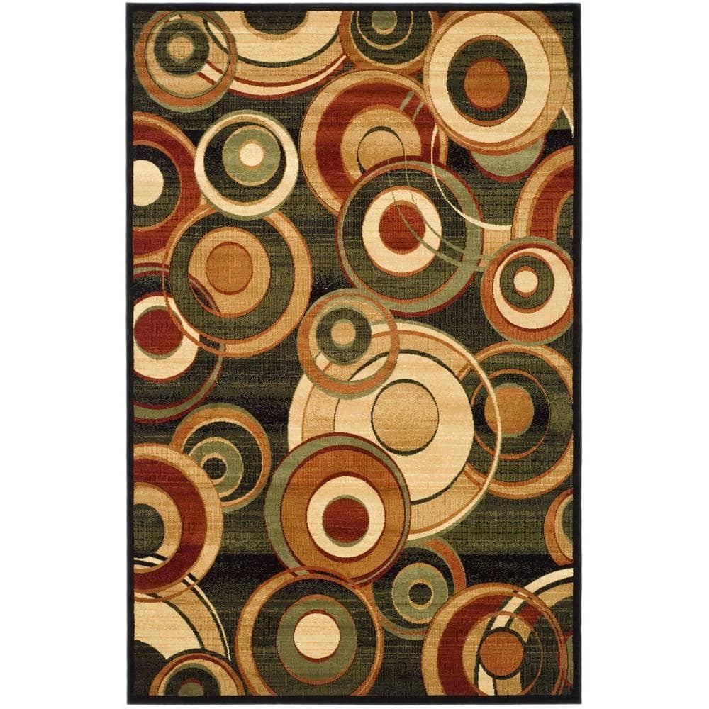 SAFAVIEH Lyndhurst Black/Multi 5 ft. x 8 ft. Geometric Circles Area Rug