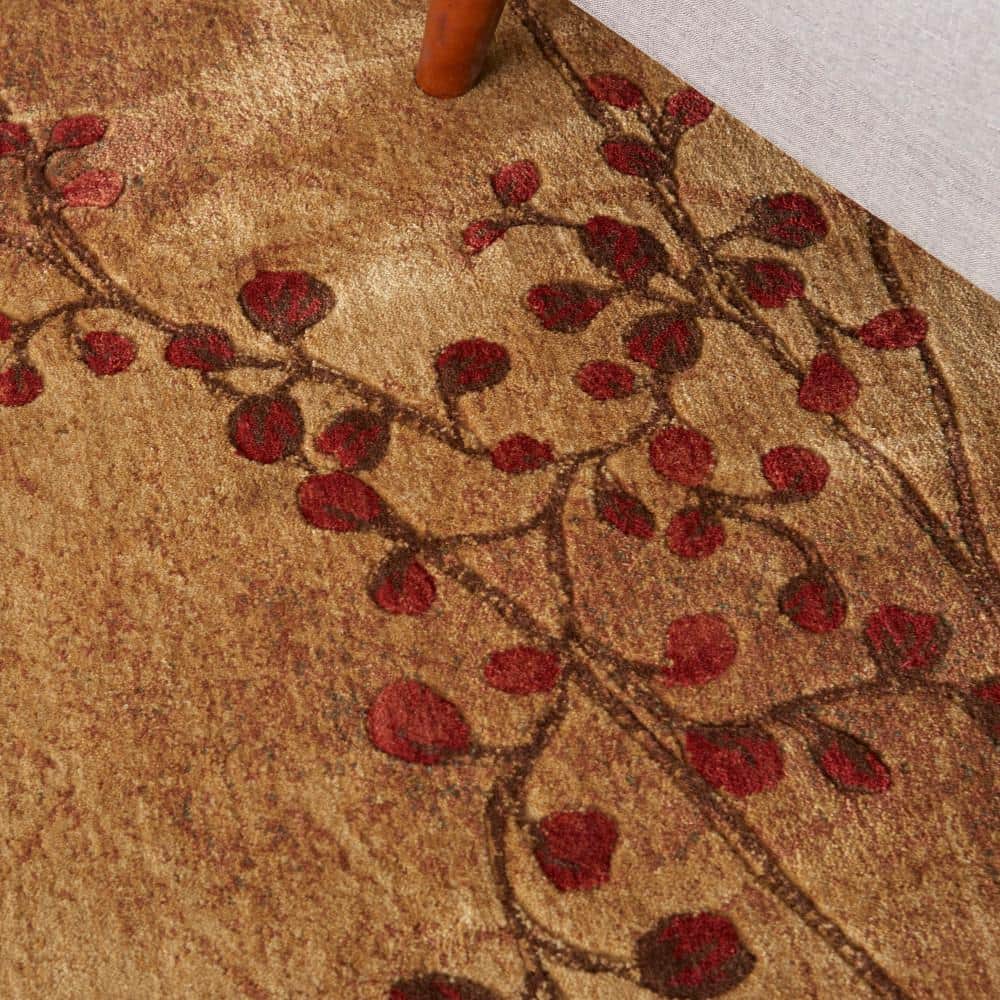 Handmade Latte Synthetic Rectangular Medium Rug