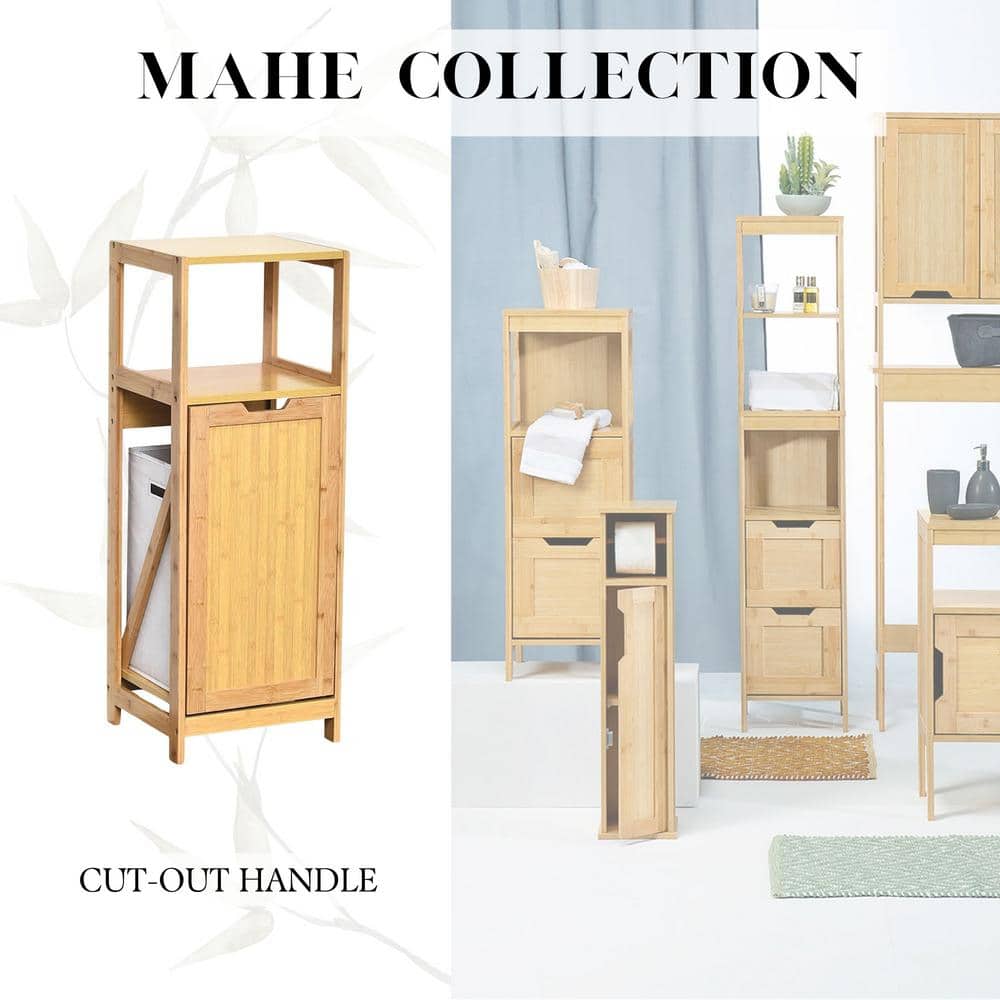 Bamboo Tilt-Out Laundry Hamper with Shelves and Lid
