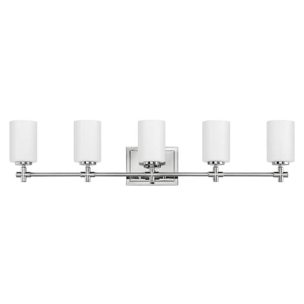 HINKLEY Laurel 35.75 in. 5-Light Polished Nickel Vanity Light