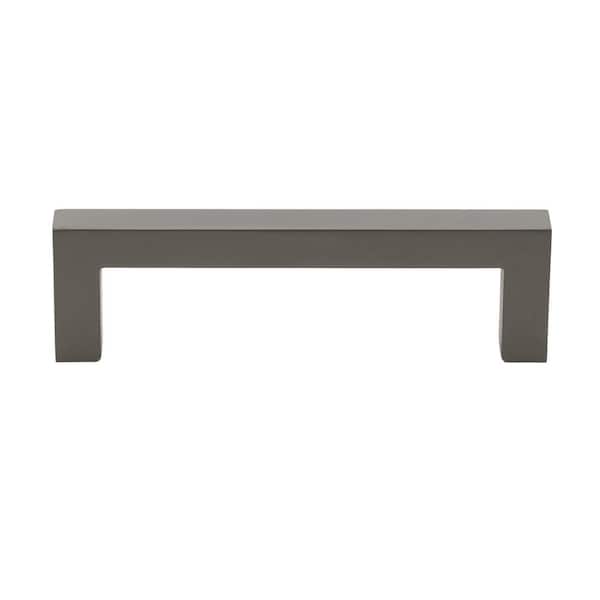 GLIDERITE 3-3/4 in. (96mm.) Center-to Center Graphite Solid Square Slim Cabinet Bar Pull (10 Pack )