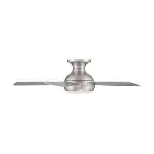 Odyssey 44 in. Smart Indoor/Outdoor Brushed Nickel 5-Blade Flush Mount Ceiling Fan 3000K Integrated LED + Remote