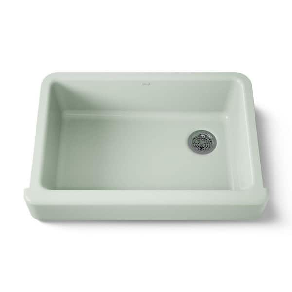 Whitehaven 32.5 in. Farmhouse/Apron-Front Single Bowl Aspen Green Cast Iron Kitchen Sink
