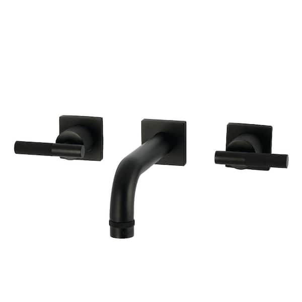 Convergent 2-Handle Wall-Mount Bathroom Sink Faucet in Matte Black