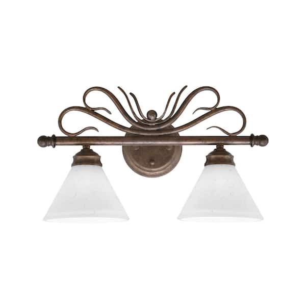 Unbranded Olympia 18.5 in. 2-Light Bronze Vanity Light with White Muslin Glass Shades