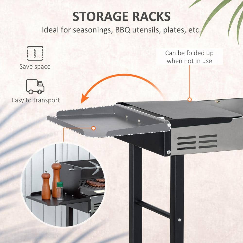 Stainless Steel Rotisserie Grill with Foldable Shelves