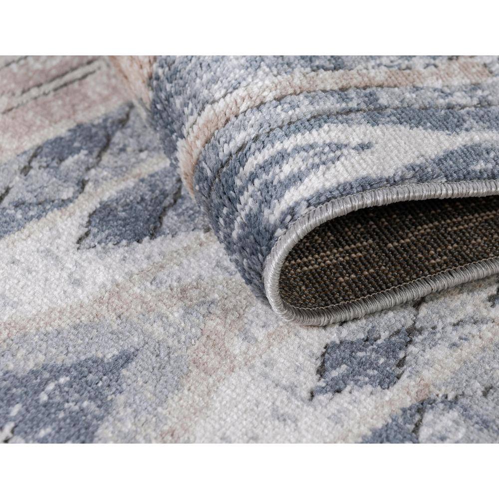 Navy Blue Rectangular Indoor Geometric Easy-Care Area Rug