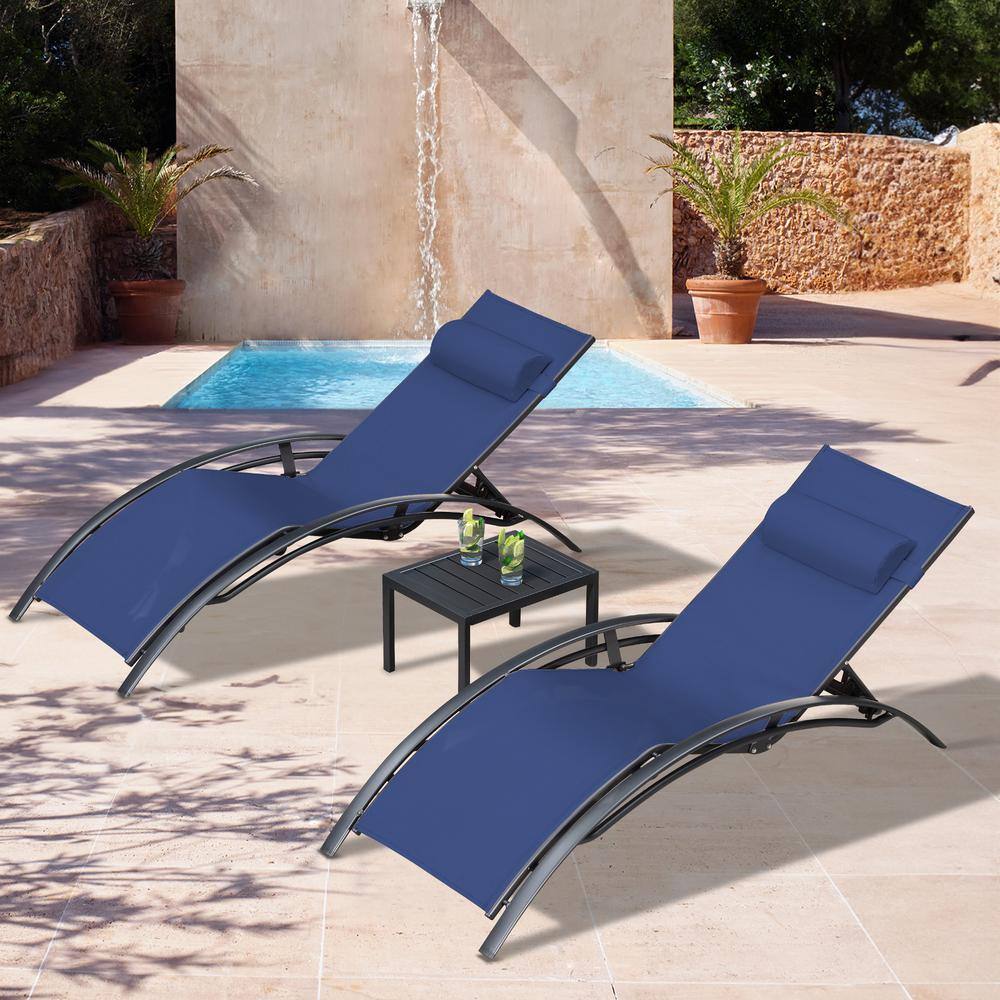 PURPLE LEAF Patio Chaise Lounge Set Outdoor Beach Pool Sunbathing Lawn