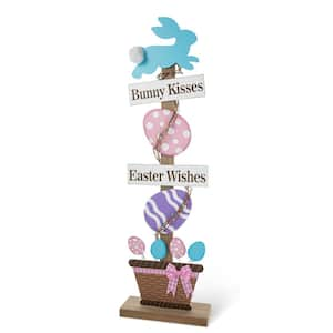 35.5 in. H Easter Wooden Bunny and Eggs Porch Decor