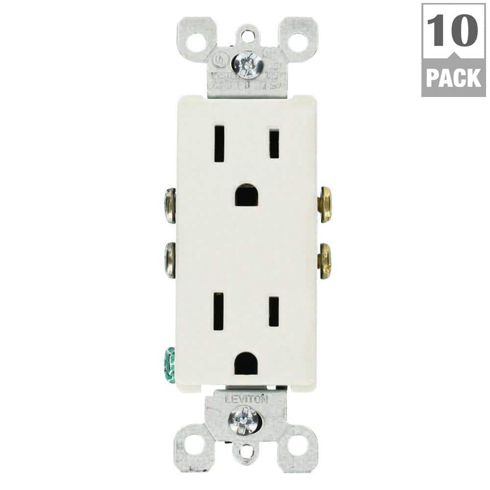 White Thermoplastic Duplex Wall Outlet with Wall Plate