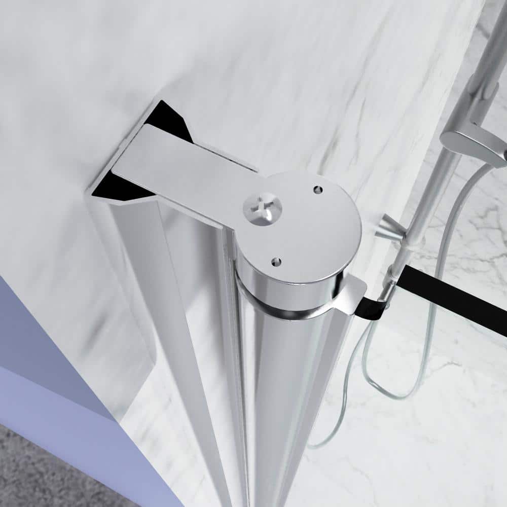 Chrome Semi-Frameless Pivot Shower Door with Clear Glass